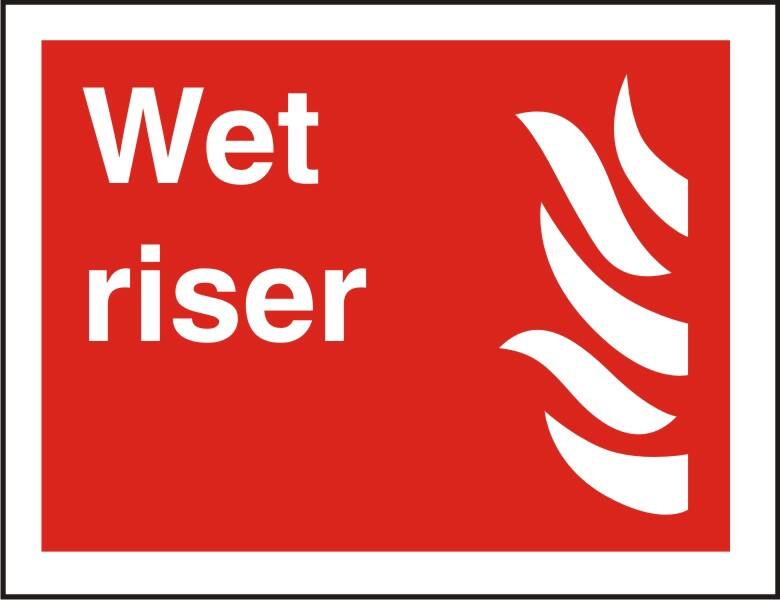 Fire Information Sign Wet Riser Adhesive Plastic 20 x 30 cm