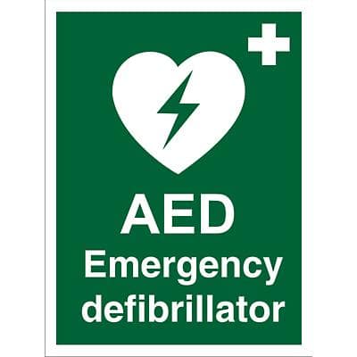 First Aid Sign AED Emergency Defibrillator Vinyl 20 x 15 cm