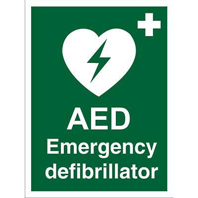 First Aid Sign AED Emergency Defibrillator Plastic 20 x 15 cm