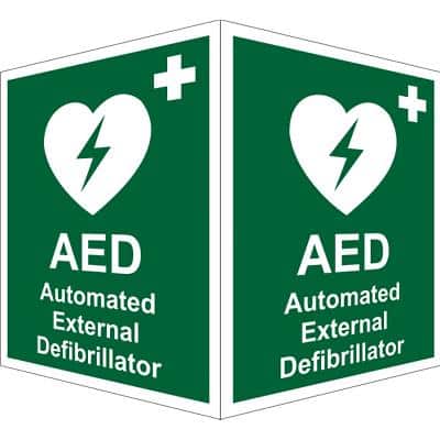 First Aid Sign AED External Plastic 20 x 15 cm