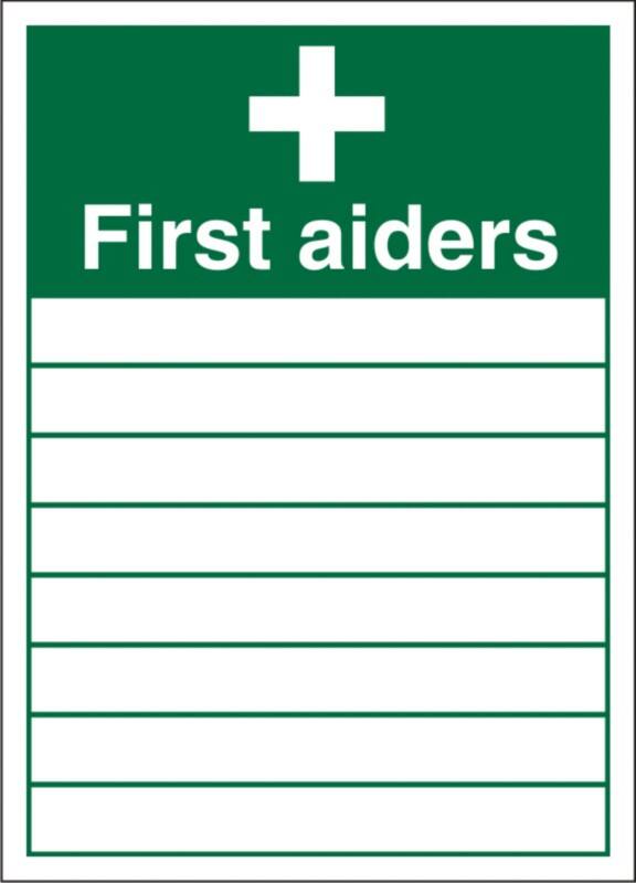 First Aid Sign First Aider Adhesive Plastic 35.5 x 25.5 cm