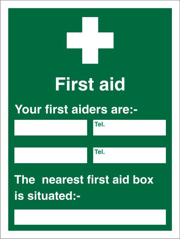 First Aid Sign First Aider Adhesive Vinyl 30 x 20 cm
