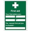 First Aid Sign First Aider Vinyl 60 x 45 cm