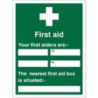 First Aid Sign First Aider Plastic 60 x 45 cm