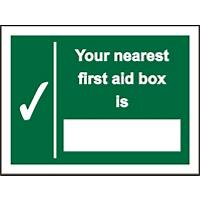 First Aid Sign Nearest First Aid Plastic 30 x 20 cm