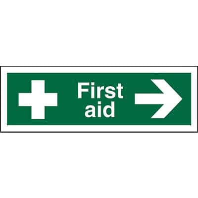 First Aid Sign First Aid with Right Arrow Plastic 10 x 30 cm