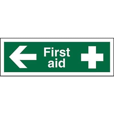 First Aid Sign First Aid with Left Arrow Plastic 10 x 30 cm
