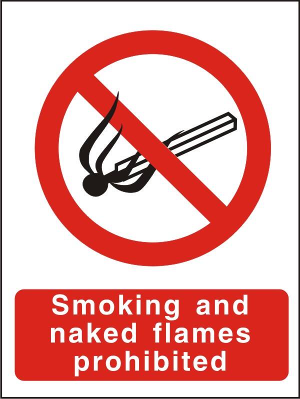 Warning Sign Naked Flames Adhesive Plastic 40 x 30 cm