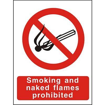 Prohibition Sign Naked Flames Plastic 40 x 30 cm
