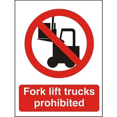 Prohibition Sign No Fork Lift Vinyl 20 x 15 cm