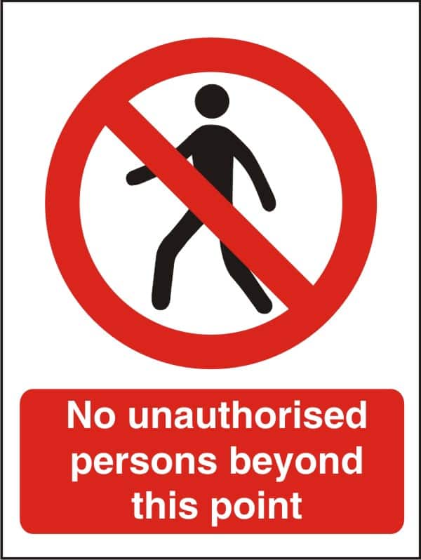 Warning Sign No Unauthorised Persons Adhesive Plastic 40 x 30 cm