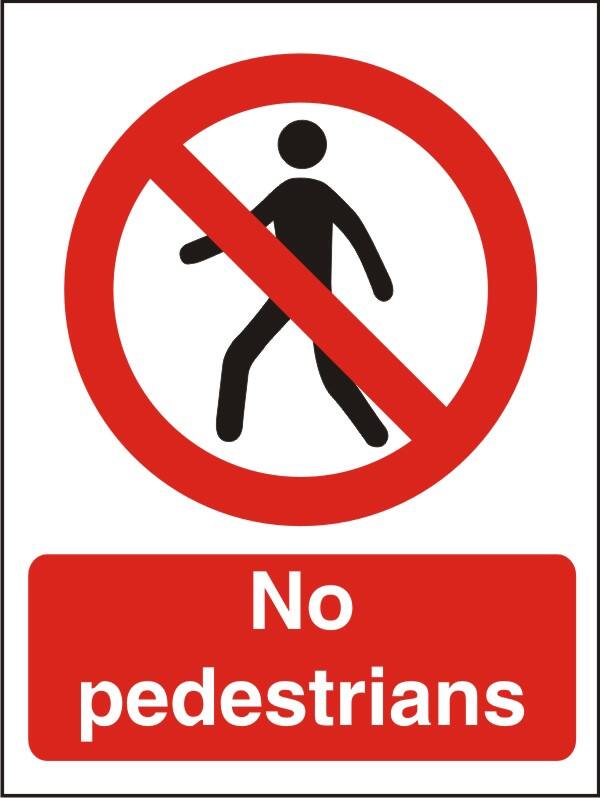 Warning Sign No Pedestrians Adhesive Vinyl 20 x 15 cm