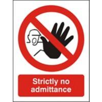 Prohibition Sign Strictly No Admittance Vinyl 20 x 15 cm