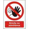 Prohibition Sign Strictly No Admittance Plastic 20 x 15 cm