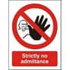 Prohibition Sign Strictly No Admittance Plastic 30 x 20 cm