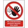 Prohibition Sign No Unauthorised Persons Beyond This Point Vinyl 30 x 20 cm