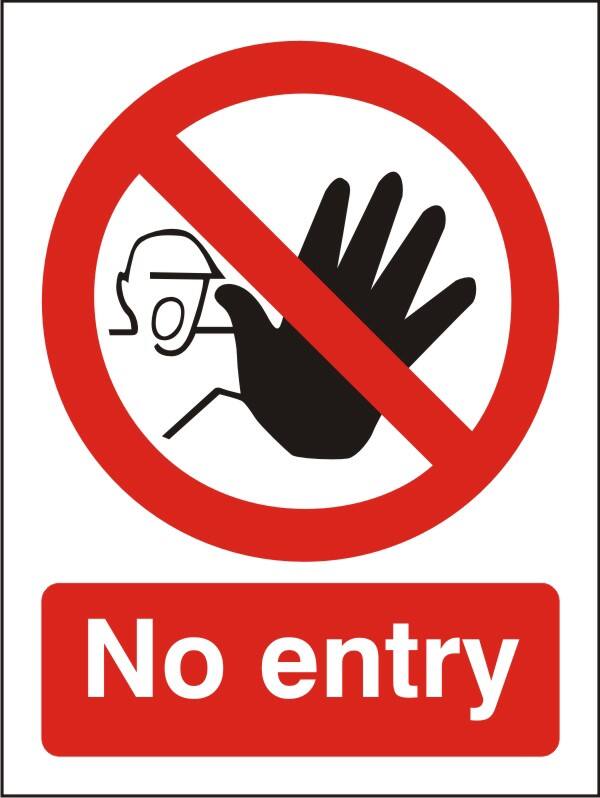 Warning Sign No Entry Adhesive Vinyl 30 x 20 cm