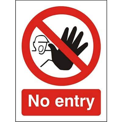 Prohibition Sign No Entry Plastic 30 x 20 cm