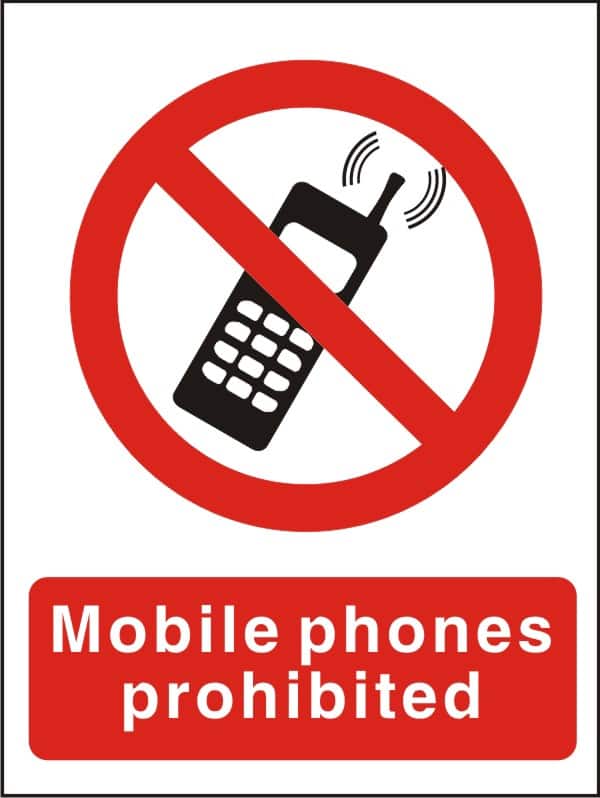 Warning Sign No Mobiles Adhesive Vinyl 30 x 20 cm