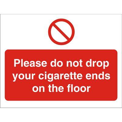 Prohibition Sign Cigarette Ends Vinyl 15 x 20 cm