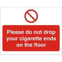 Prohibition Sign Cigarette Ends Plastic 15 x 20 cm