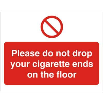 Prohibition Sign Cigarette Ends Plastic 15 x 20 cm