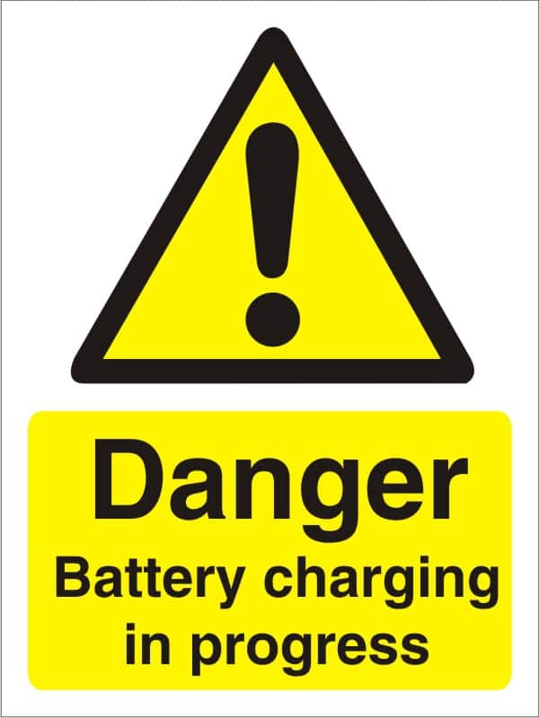 Warning Sign Battery Charging Adhesive Vinyl 20 x 15 cm