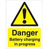 Warning Sign Battery Charging Vinyl 20 x 15 cm
