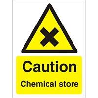 Warning Sign Chemical Store Vinyl 20 x 15 cm