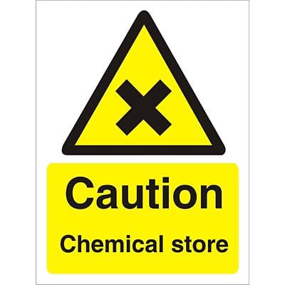 Warning Sign Chemical Store Vinyl 20 x 15 cm