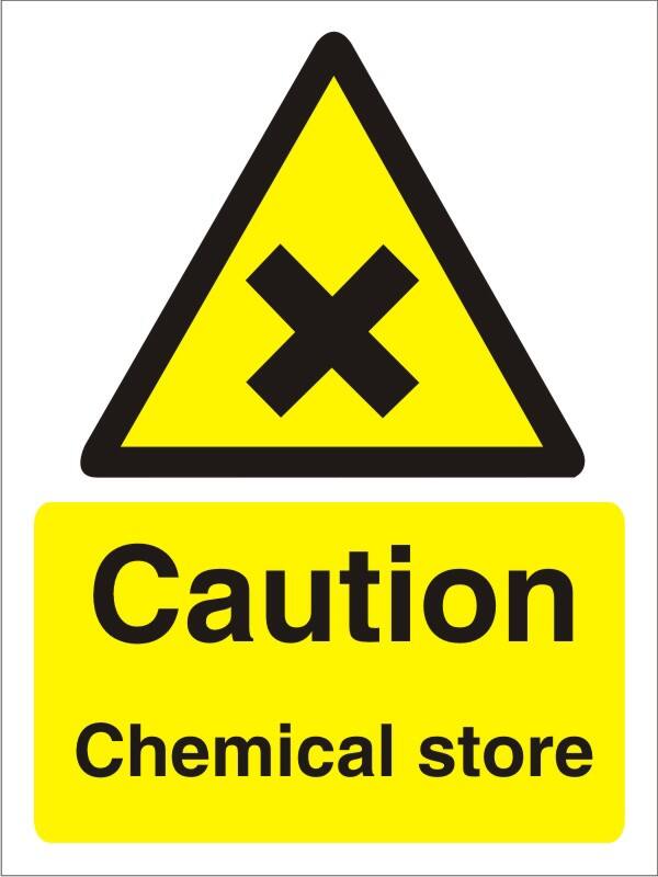Warning Sign Chemical Store Adhesive Plastic 30 x 20 cm