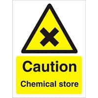 Warning Sign Chemical Store Adhesive Plastic 30 x 20 cm