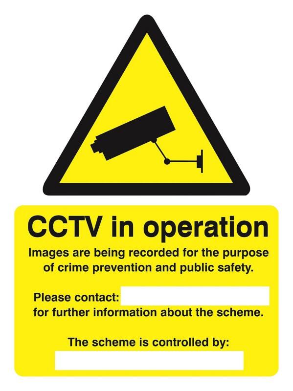 Warning Sign CCTV in operation Adhesive Plastic 30 x 20 cm