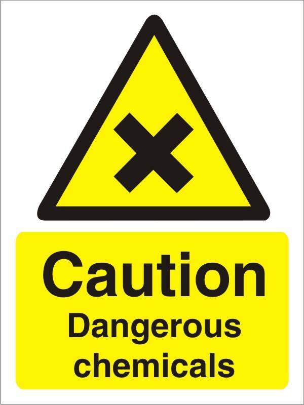 Warning Sign Chemicals Adhesive Vinyl 20 x 15 cm