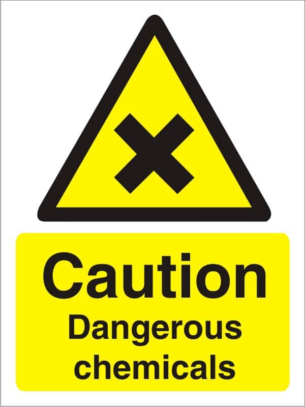 Warning Sign Chemicals Adhesive Plastic 30 x 20 cm