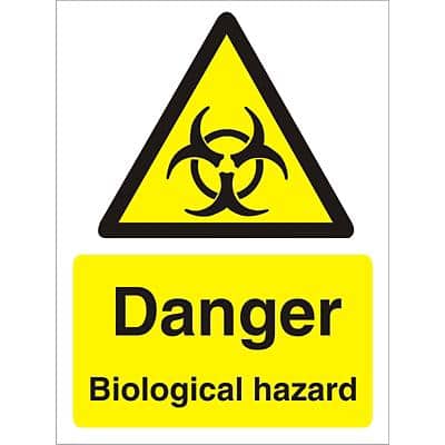 Warning Sign Biological Hazard Self Adhesive Plastic 20 x 15 cm