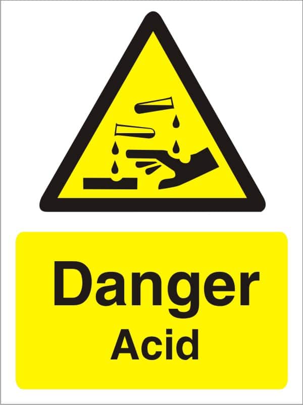 Warning Sign Acid Adhesive Vinyl 20 x 15 cm