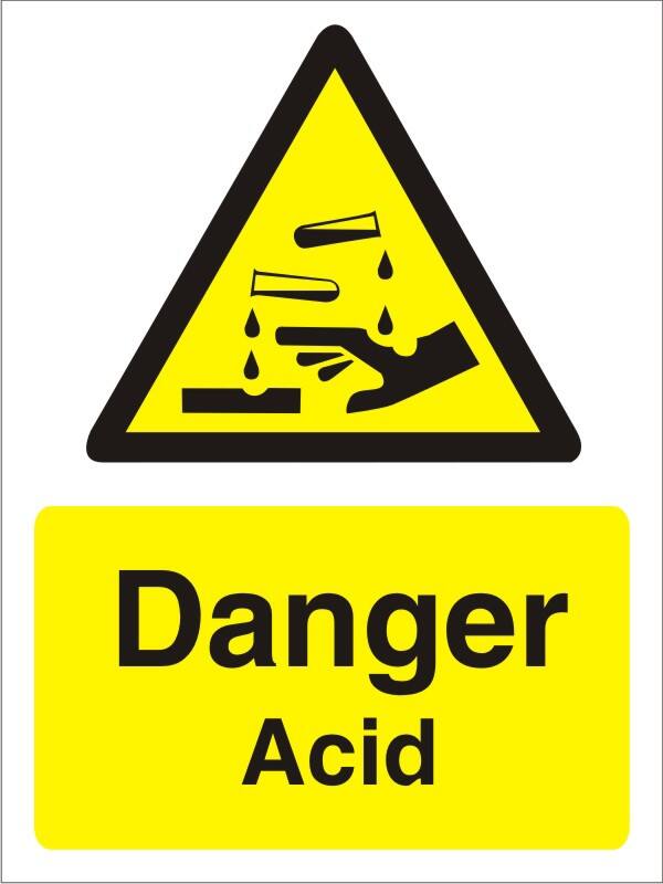 Warning Sign Acid Adhesive Plastic 20 x 15 cm
