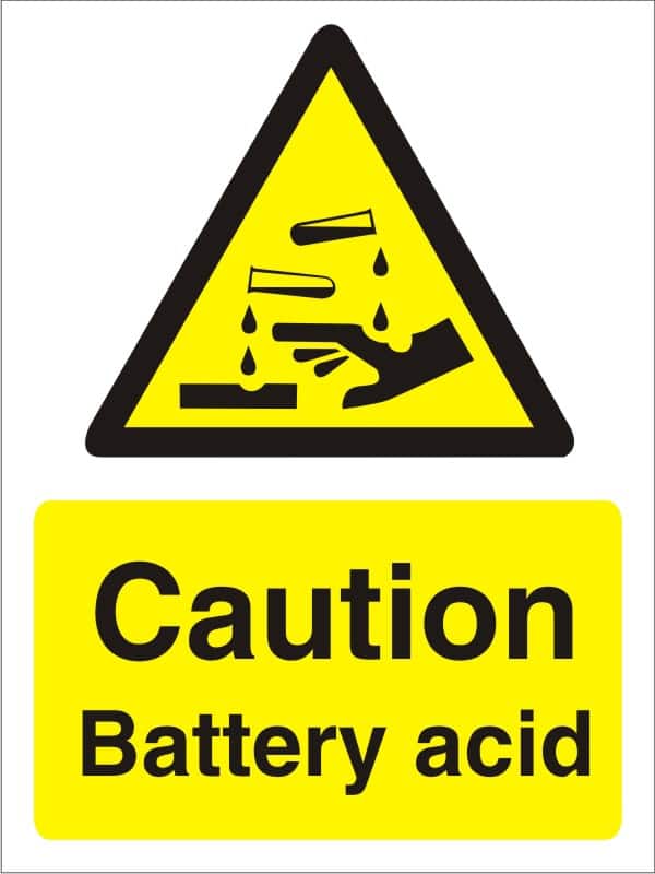 Warning Sign Battery Acid Adhesive Plastic 30 x 20 cm
