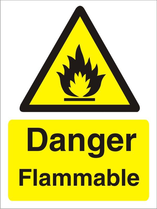 Warning Sign Flammable Adhesive Plastic 20 x 15 cm