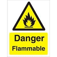 Warning Sign Flammable Plastic 20 x 15 cm