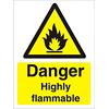 Warning Sign Highly Flammable Self Adhesive Vinyl 20 x 15 cm