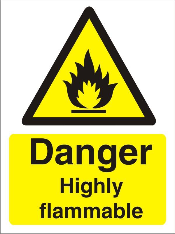 Warning Sign Highly Flammable Adhesive Vinyl 30 x 20 cm