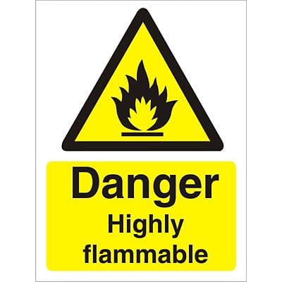 Warning Sign Highly Flammable Self Adhesive Plastic 20 x 15 cm
