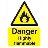 Warning Sign Highly Flammable Self Adhesive Plastic 30 x 20 cm