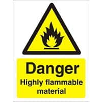 Warning Sign Highly Flammable Vinyl 20 x 15 cm