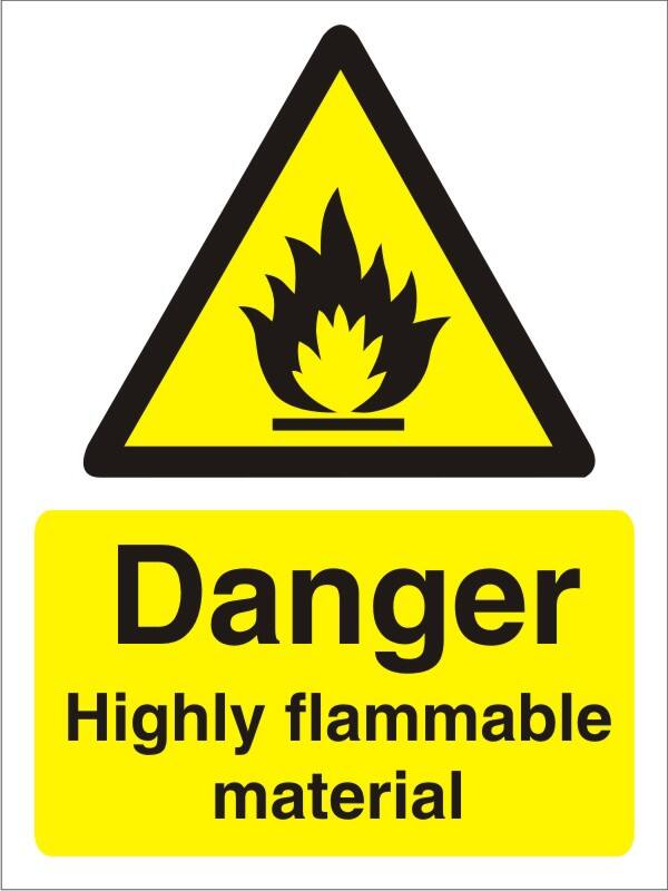 Warning Sign Highly Flammable Adhesive Vinyl 30 x 20 cm