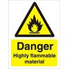 Warning Sign Highly Flammable Self Adhesive Vinyl 30 x 20 cm
