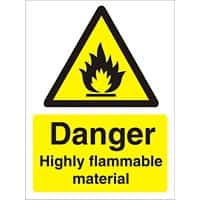 Warning Sign Highly Flammable Adhesive Plastic 30 x 20 cm