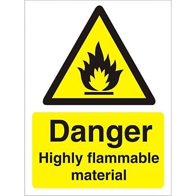 Warning Sign Highly Flammable Plastic 30 x 20 cm
